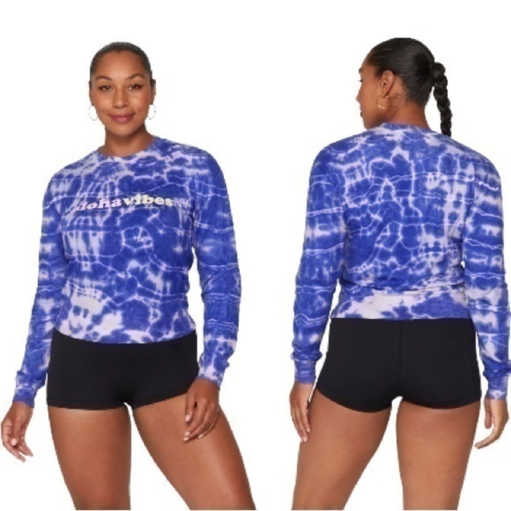 Spiritual Gangster Purple Aloha Vibes Tie Dye Savasana Sweatshirt S